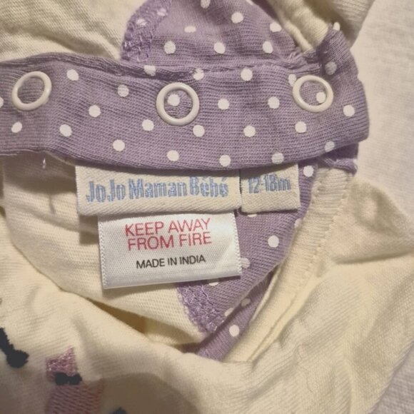 Jojo Maman Bébé girls size 12-18 months cream Peter Pan collar long sleeve shirt - Picture 5 of 6